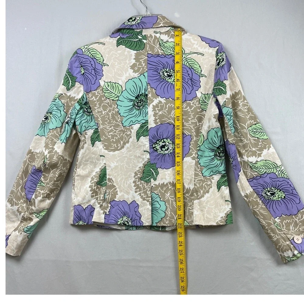 Ann Taylor LOFT Skirt Suit Set Womens 10 Purple Teal Floral Blazer Pencil Skirt
